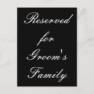 Carte Postale Réservé à la famille de la mariée