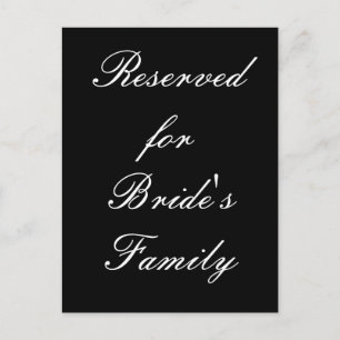 Carte Postale Réservé à la famille de la mariée