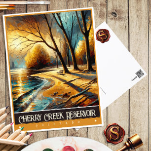 Carte Postale Réservoir Cherry Creek Colorado Peinture Vintage