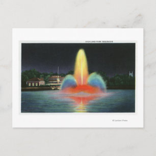 Carte Postale Réservoir Highland Park illuminé la nuit