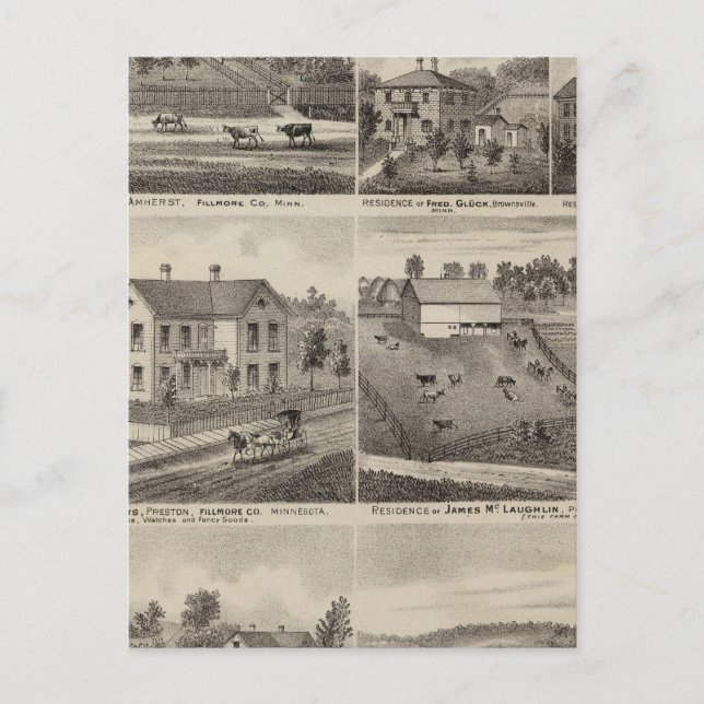 Carte Postale Résidences en Amherst et Fillmore, Minnesota (Devant)