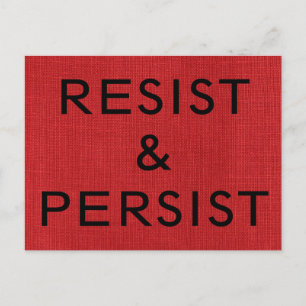 Carte Postale Resist & Persist, texte noir sur Red Linen Photo