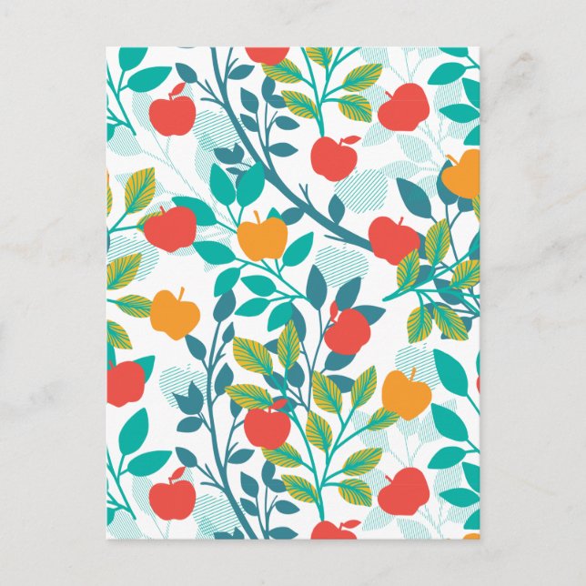 Carte Postale Ressorts rouge et vert Motif de fruits de pomme (Devant)