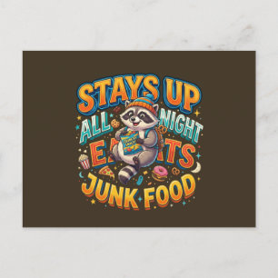 Carte Postale Reste debout toute la nuit Mange de la malbouffe R