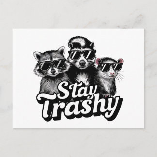 Carte Postale Reste Trashy Lunettes de soleil Raton laveur Oposs