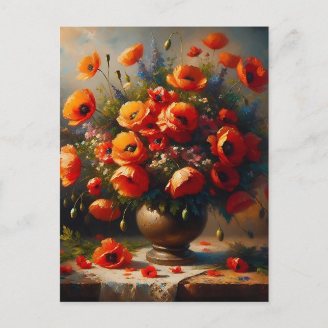 Carte Postale Rester en contact | Poppies rouges (Devant)