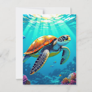 Carte Postale Rester en contact   Tortue de mer