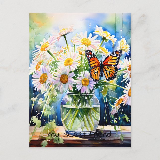 Carte Postale Rester en contact | Vase des marguerites (Devant)