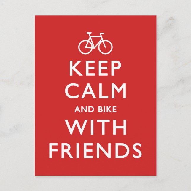 Carte Postale Restez au calme et à vélo avec vos amis (Devant)