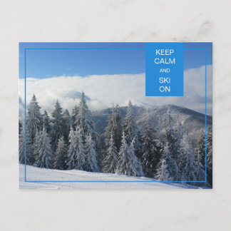 Carte Postale Restez au calme et skis pendant les vacances d'hiv