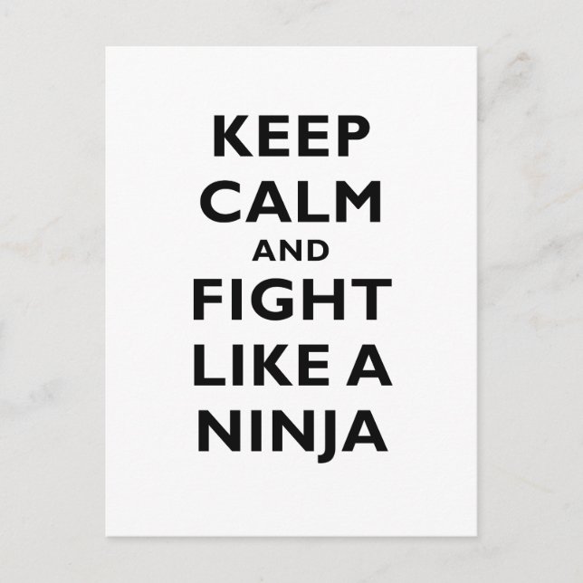 Carte Postale Restez calme et combattez comme un Ninja (Devant)