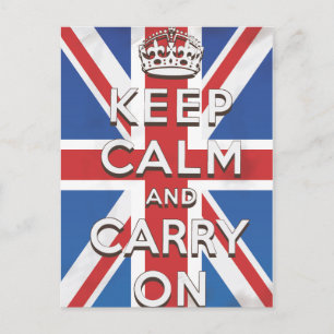 Carte Postale Restez calme et continuez sur le drapeau britanniq