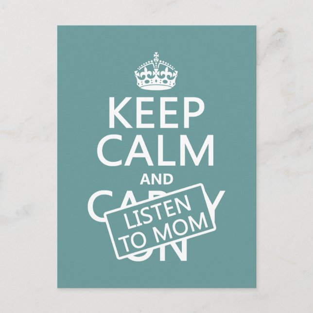 Carte Postale Restez calme et écoutez maman (dans n'importe quel (Devant)