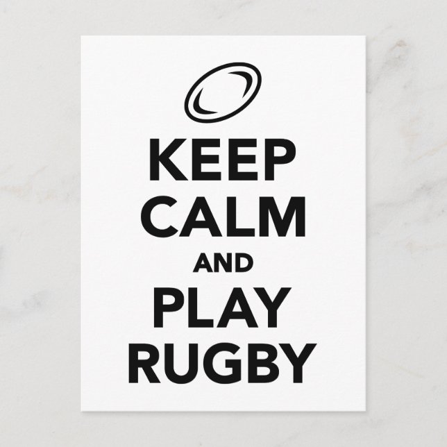 Carte Postale Restez calme et jouez au rugby (Devant)