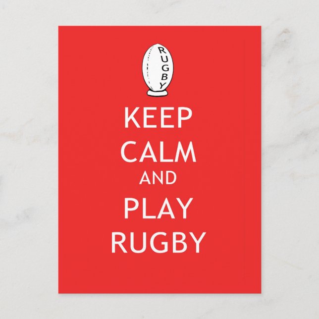 Carte Postale Restez calme et jouez au rugby (Devant)