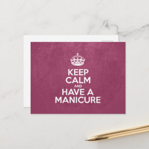 Carte Postale Restez calme et mangez une manucure, Cuir rose, Co