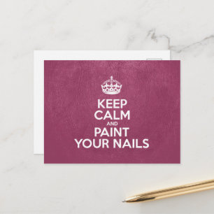 Carte Postale Restez calme et peignez vos ongles, cuir rose