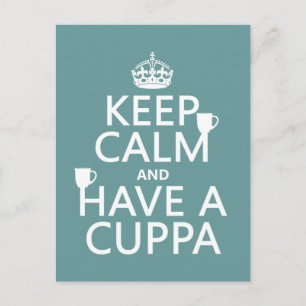 Carte Postale Restez calme et prenez une cuppa - toutes les coul