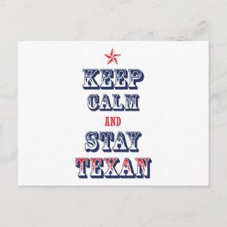 Carte Postale Restez calme et restez texan