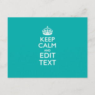 Carte Postale Restez calme et votre texte sur Accent Turquoise
