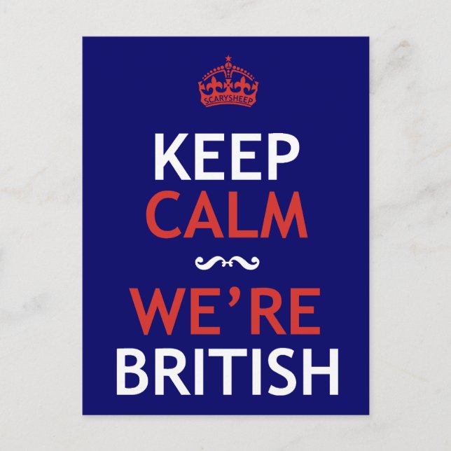 Carte Postale Restez calme Nous sommes britanniques (Devant)