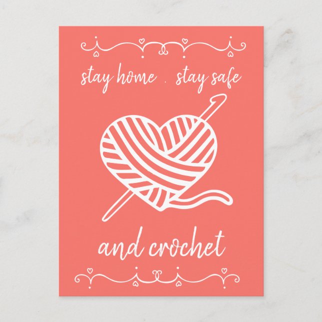 Carte Postale Restez chez vous, restez en sécurité et crochetez  (Devant)