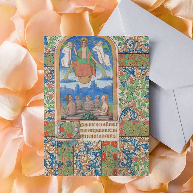 Carte Postale Résurrection Manuscrit médiéval de Pâques (Resurrection Easter Medieval Manuscript Catholic Christian Postcard)