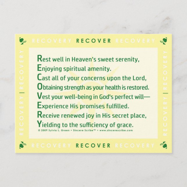 Carte Postale Rétablissement (Acrostiche) (Devant)