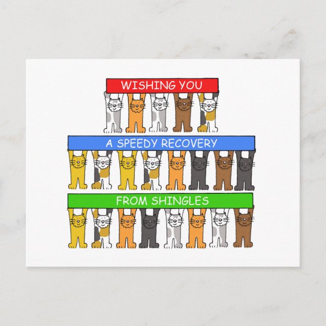 Carte Postale Rétablissement rapide du zona, chats de dessin ani (Devant)