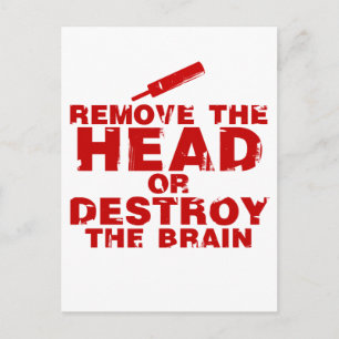 Carte Postale Retirer la tête ou détruire le cerveau Zombie
