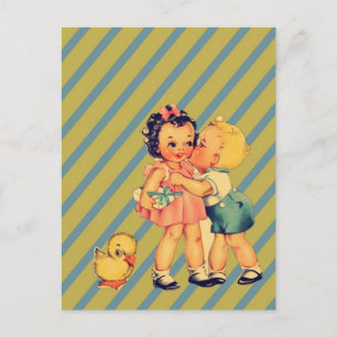 Carte Postale retour à l'école motif rétro kitsch Vintage Enfant