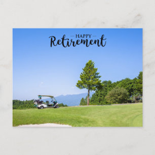 Carte Postale Retraite de golf avec golfeur à ciel bleu arrière