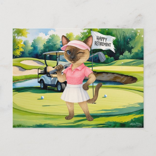 Carte Postale Retraite de golf pour les Amoureux de les chats si (Devant)