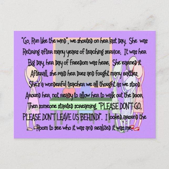 Carte Postale Retraite de l'enseignant "Don't Go" Histoire Cadea (Devant)