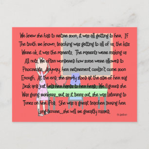 Carte Postale Retraite de l'enseignant "Gone Bonkers" Histoire C