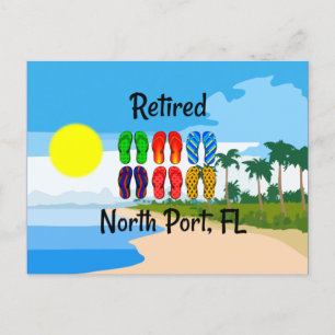 Carte Postale Retraité, North Port, FL, conception de plage,