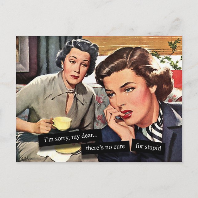 Carte Postale Rétro 1950 Femme de maison "Pas de remède pour les (Devant)