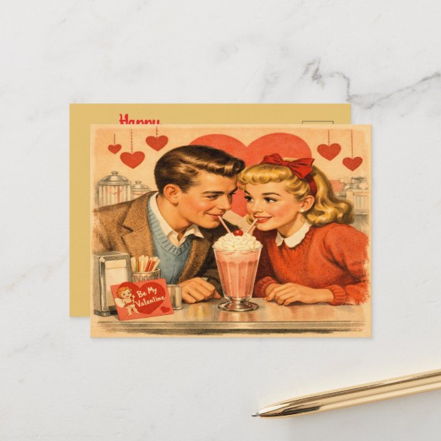 Carte Postale Retro 1950s American Valentine's Day Postcard (Devant/Arrière en situation)