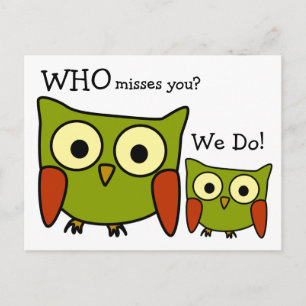 Carte postale Retro 1960's Owl Miss You