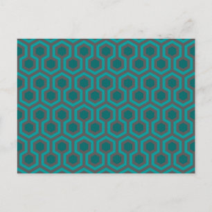 Carte Postale Rétro 1970 Turquoise Turquoise Green Motif Abstrai