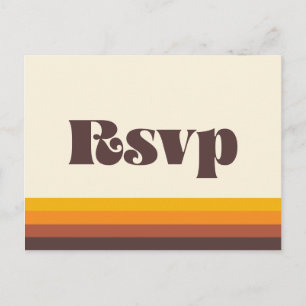 Carte Postale Retro 60s couleurs vintages mariage RSVP