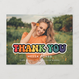 Carte Postale Retro 60s hippie plaisir graduation Merci photo