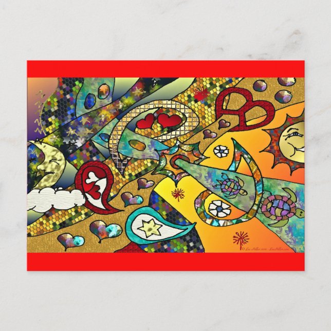 Carte Postale Retro 60s Psychedelic Cycle de vie Cadeaux Vêtemen (Devant)