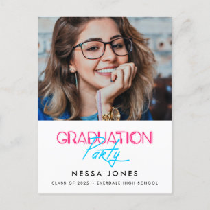 Carte Postale Retro 80s néon lumières fête de graduation photo