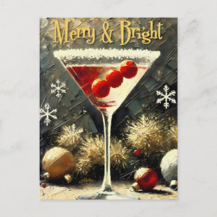 Carte Postale Retro années 50 Triple Cranberry Christmas Martini