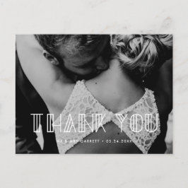 Carte Postale Retro art déco script mariage merci