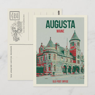 Carte Postale Retro Augusta Maine, ancien bureau de poste