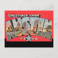 Carte postale rétro Austin Texas ligne noire