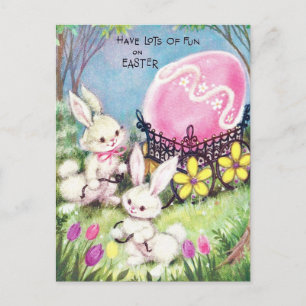 Carte Postale Retro Avoir beaucoup de plaisir sur les lapins de 