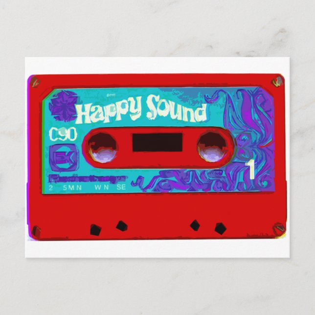 Carte Postale Rétro bande rouge de cassette audio (Devant)
